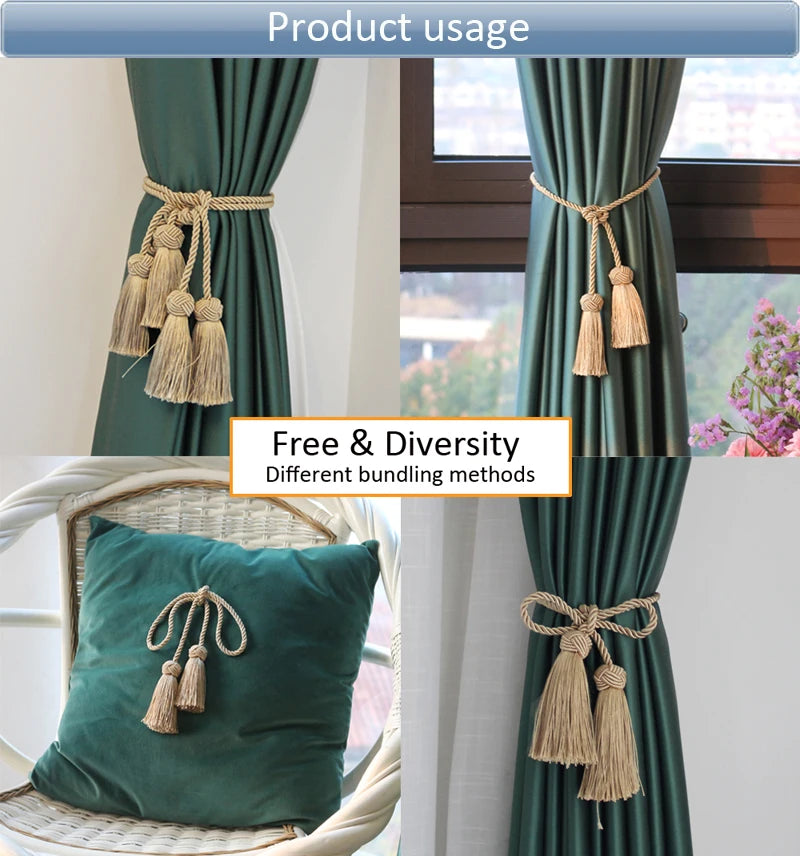 Curtain Tiebacks With 2 Head Tassels