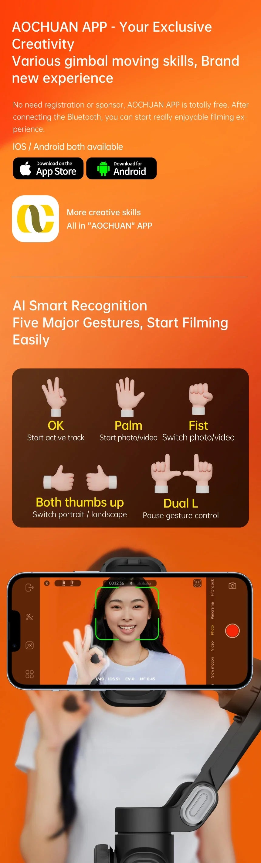 3-Axis Handheld Gimbal with Face Tracking