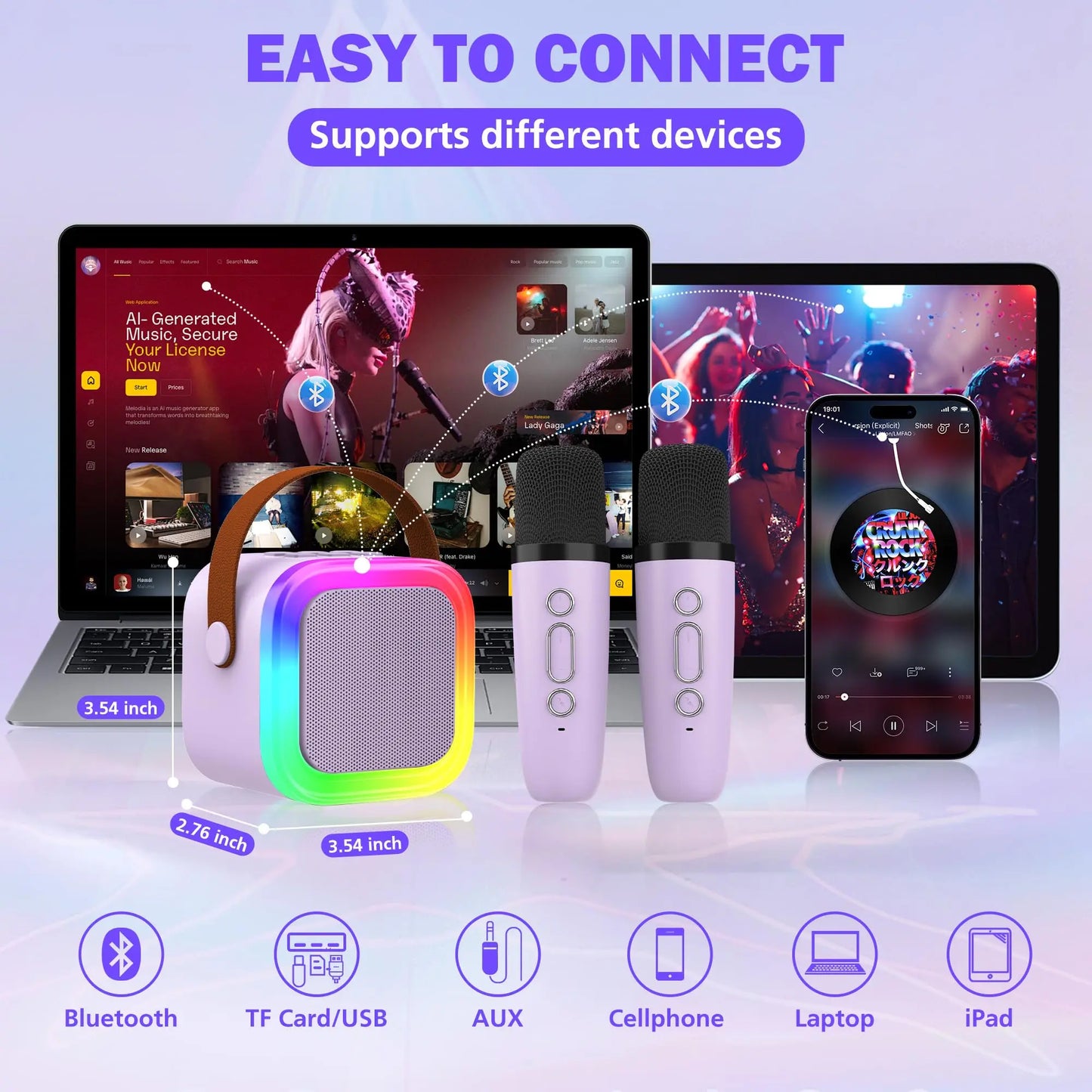 [IMPORTED] PartyBox Duo – Mini Wireless Karaoke Speaker with 2 Microphones & RGB Lights