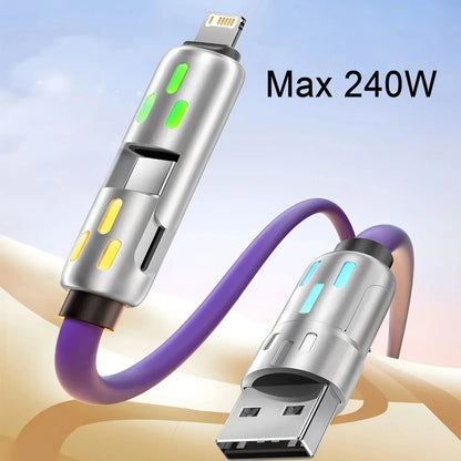 4-in-1 USB-C PD Fast Charging & Data Transfer Cable (240W | Universal Compatibility)