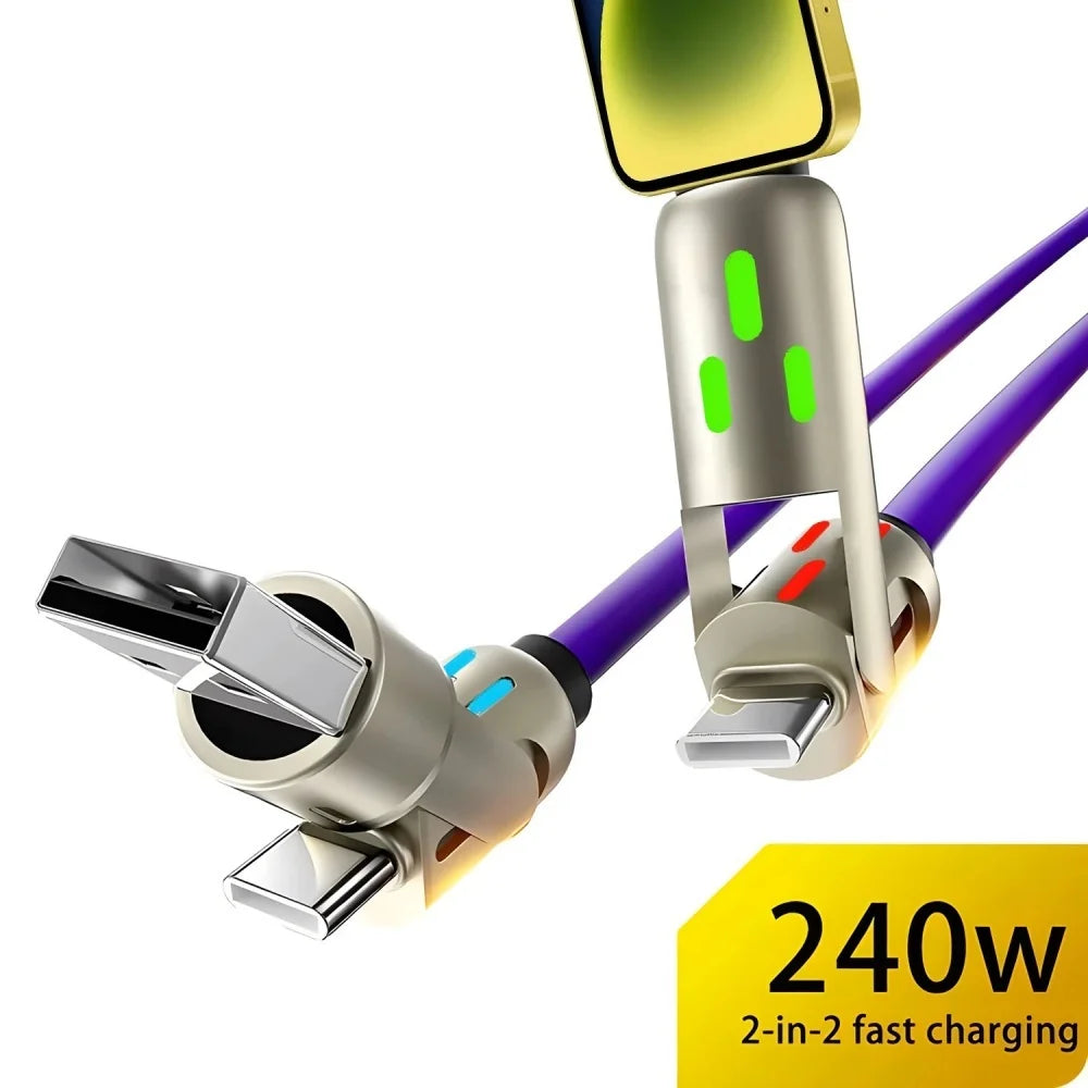 4-in-1 USB-C PD Fast Charging & Data Transfer Cable (240W | Universal Compatibility)