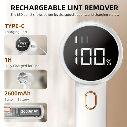 LintPro™ Rechargeable Fabric Shaver – Type-C Fast Charging Lint Remover