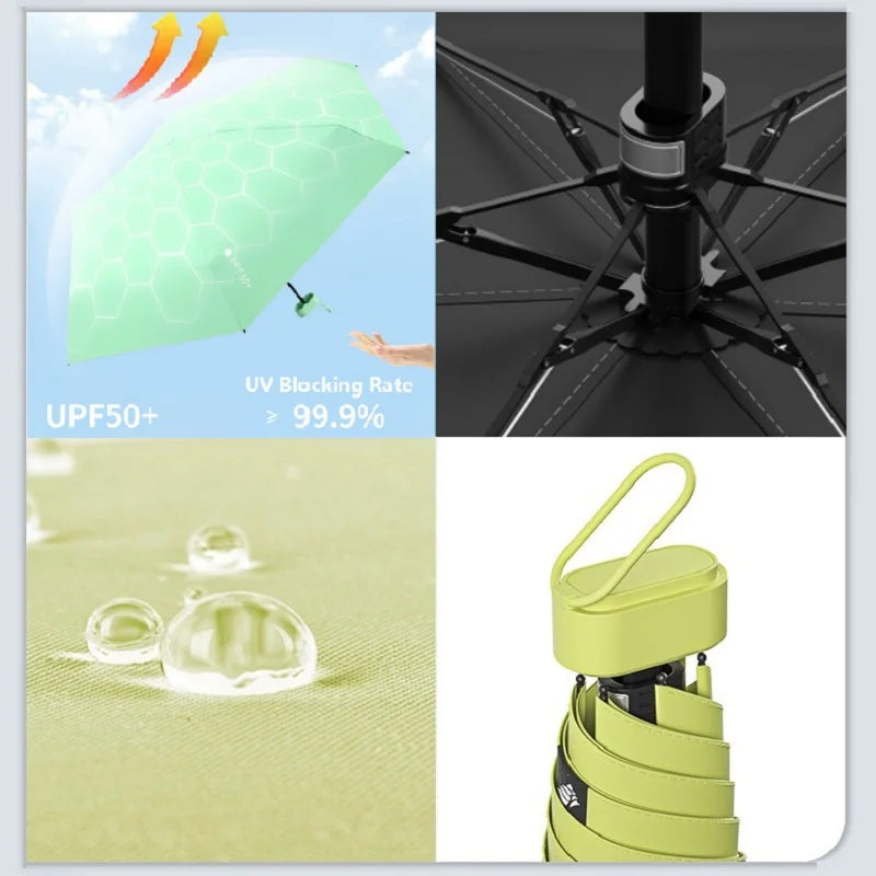 PocketShield Mini UV Travel Umbrella – Ultra-Compact 5-Fold Sun & Rain Umbrella