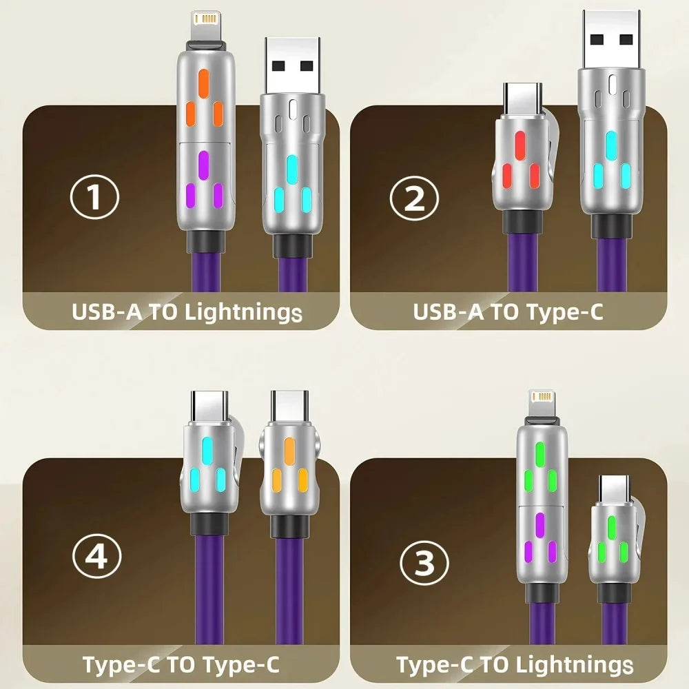 4-in-1 USB-C PD Fast Charging & Data Transfer Cable (240W | Universal Compatibility)