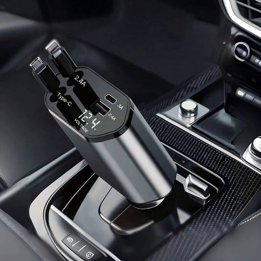 120W 4-in-1 Car Charger – Retractable Cable